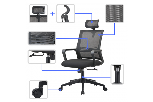 Fotel biurowy K22 ERGOFLEX CZARNY